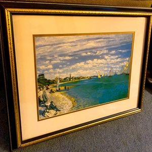 Claude Monet  Regatta at Sainte Adresse Art  17.5 x 21.5 Gold&Black Frame Matted